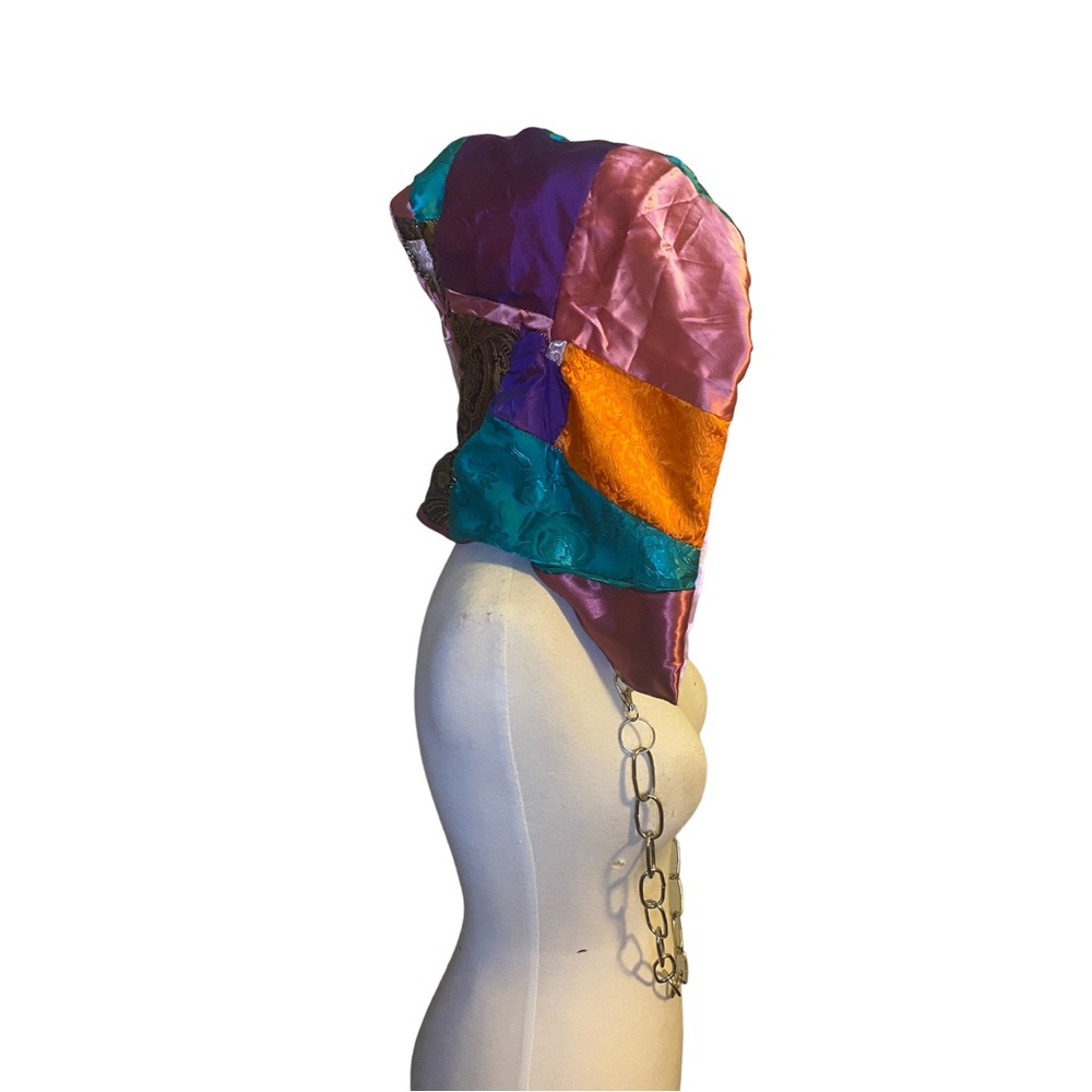 Handmade Patchwork Rave Festival Hood With Chain - Picture 2 of 8
